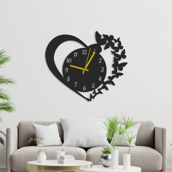 Heart with butterflies Wooden Wall Clock - WC 130