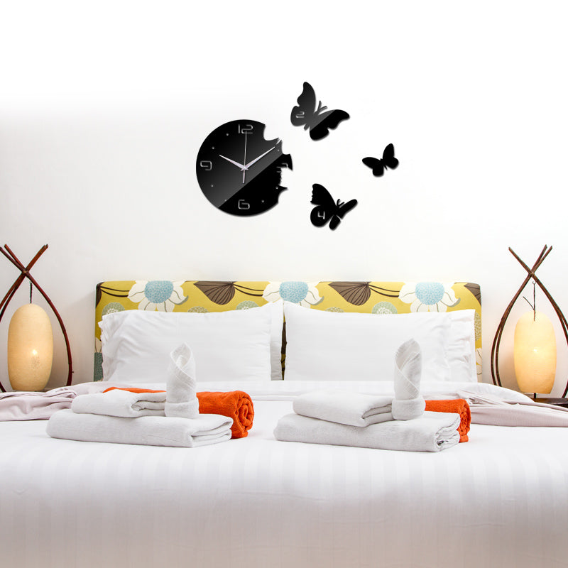 3d Acrylic butterfly wall clock for home decoration - PC 214