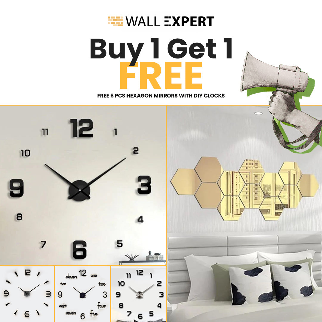 70% Sale! Buy 1 DIY Clock Get Free Hexagons Mirrors - 3D 518