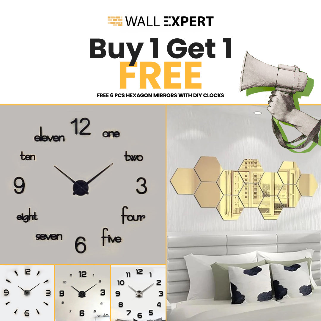 70% Sale! Buy 1 DIY Clock Get Free Hexagons Mirrors - 3D 518