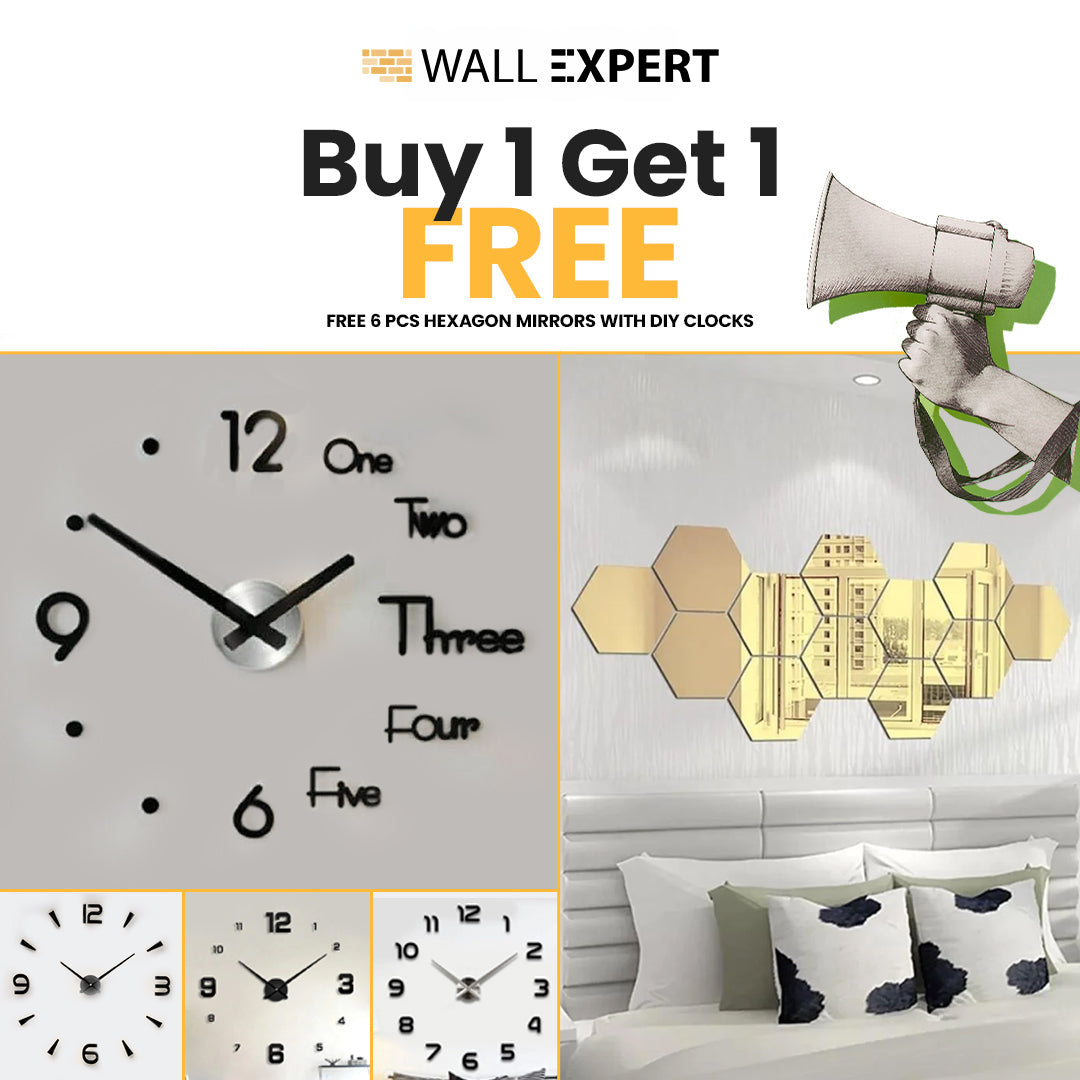 70% Sale! Buy 1 DIY Clock Get Free Hexagons Mirrors - 3D 518