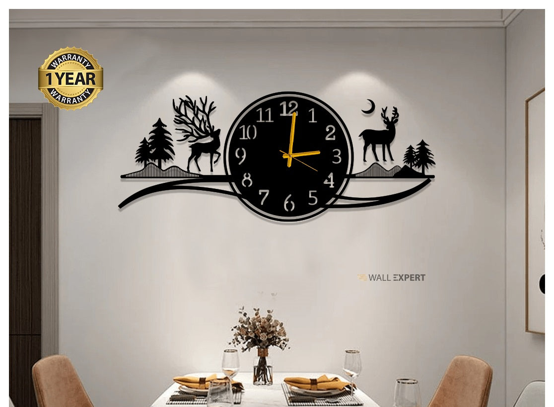 Deers in Forest and Mountain scenic Wall Clock - WC 126