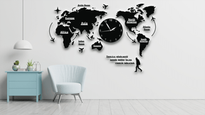 World Map Wooden Wall Clock for Home and Office - WC 111